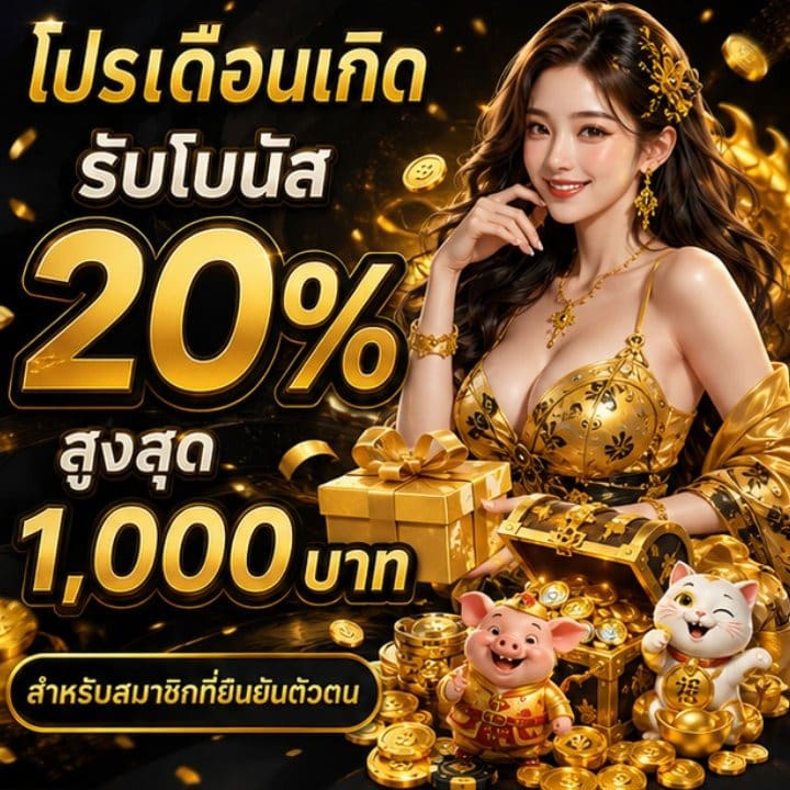 โปรเดือนเกิดรับโบนัส 20% สูงสุด 1,000 บาท